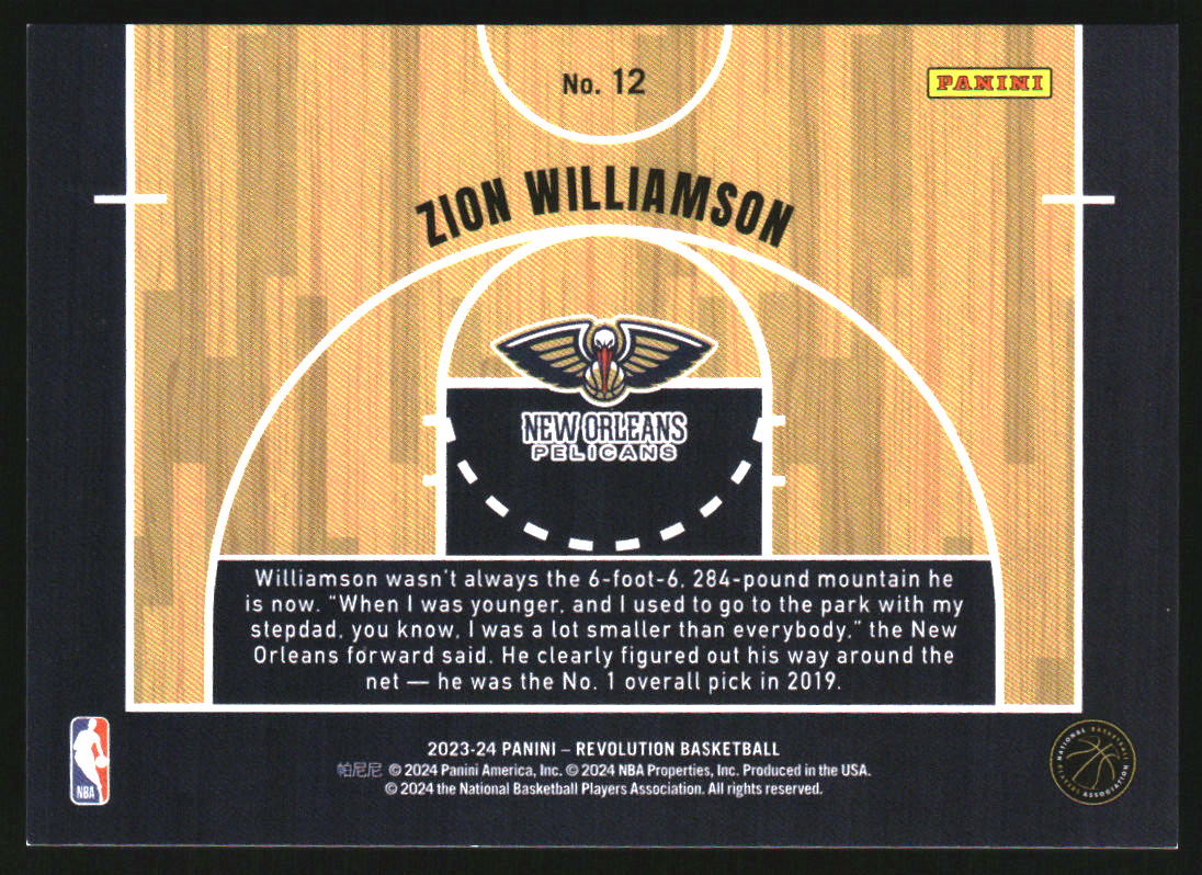 2023-24 Panini Revolution Prime Time Performers #12 Zion Williamson - Image 2