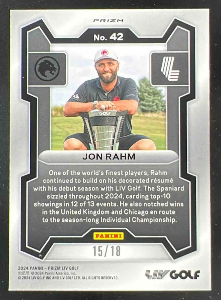 2024 Panini Prizm LIV Green Prizm #42 Jon Rahm /18 - Image 2