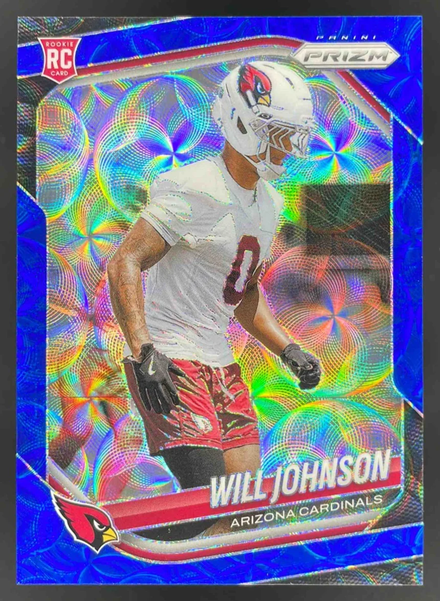 2025 Panini Prizm Choice Blue Prizm #370 Will Johnson RC /14