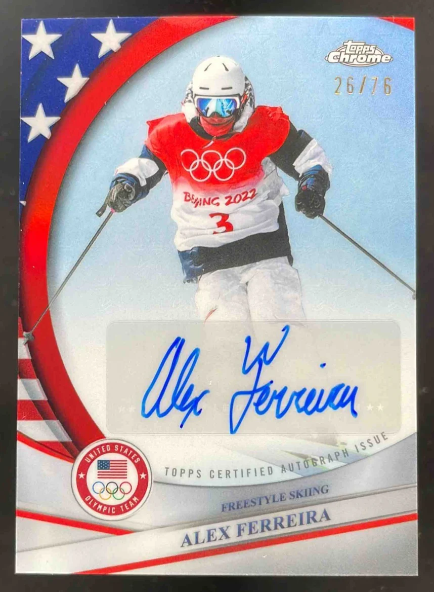 2026 Topps Chrome U.S. Winter Olympic USA Flag #BCA-AFE Alex Ferreira Auto /76