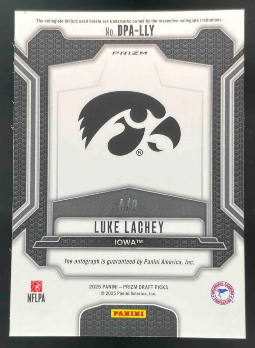 2025 Prizm Draft Picks Green Shimmer Prizm #DPA-LLY Luke Lachey Auto /8 - Image 2