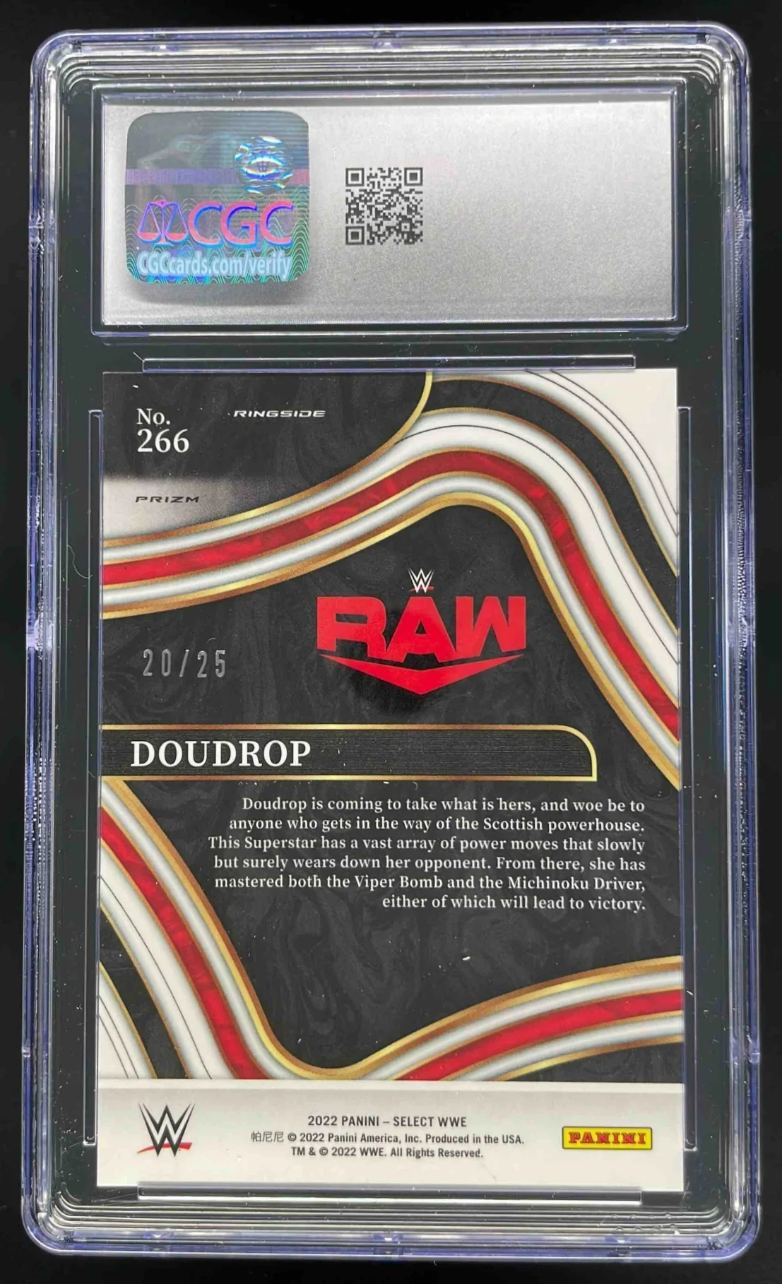 2022 Panini Select WWE Tie Dye Prizms #266 Doudrop Ringside /25 CGC 10 - Image 2