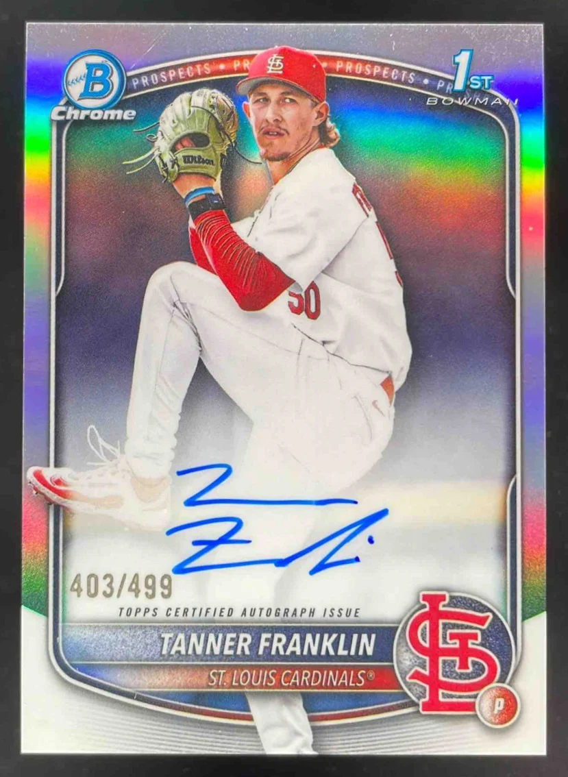 2025 Bowman Draft Chrome Prospect #CPA-TF Tanner Franklin RC Auto /499