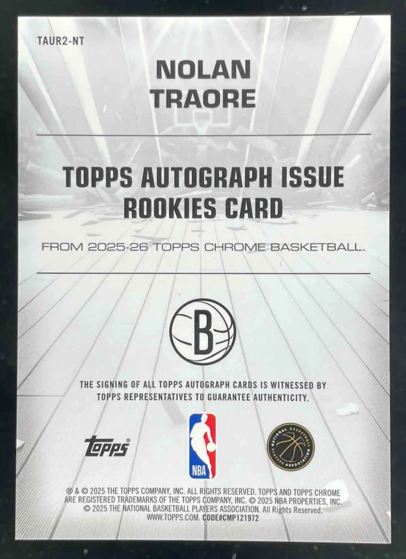 2025-26 Topps Chrome Certified Issue Rookies Orange Nolan Traore RC Auto /25 - Image 2
