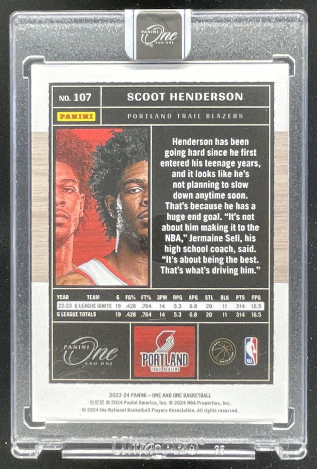 2023-24 Panini One & One Basketball Blue #107 Scoot Henderson RC /35 - Image 2
