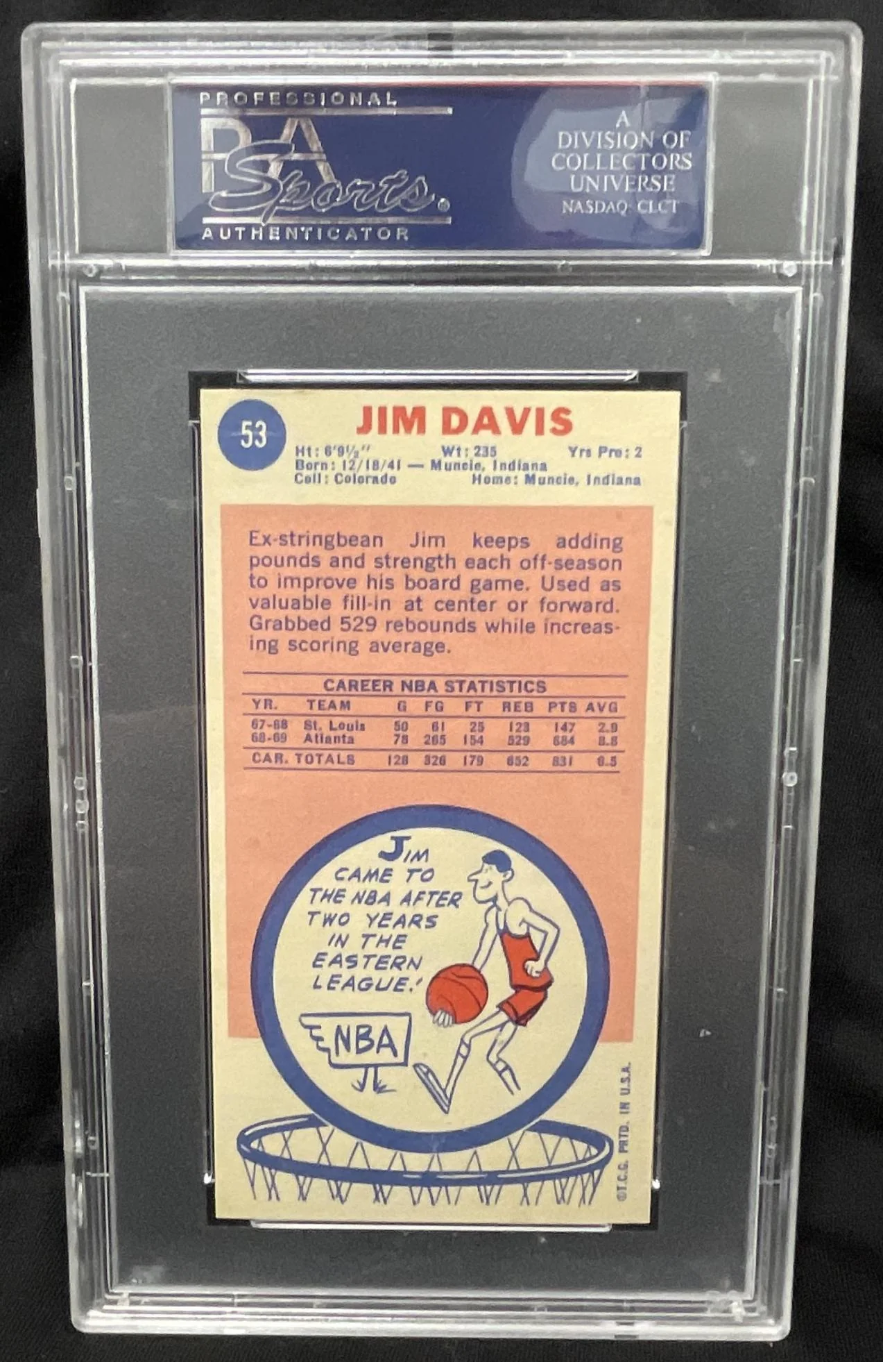 1969-70 Topps #53 Jim Davis RC PSA 7 - Image 2