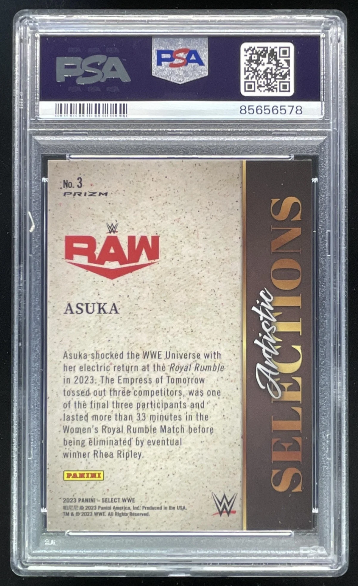 2023 Panini Select WWE Artistic Selections #3 Asuka PSA 10 - Image 2
