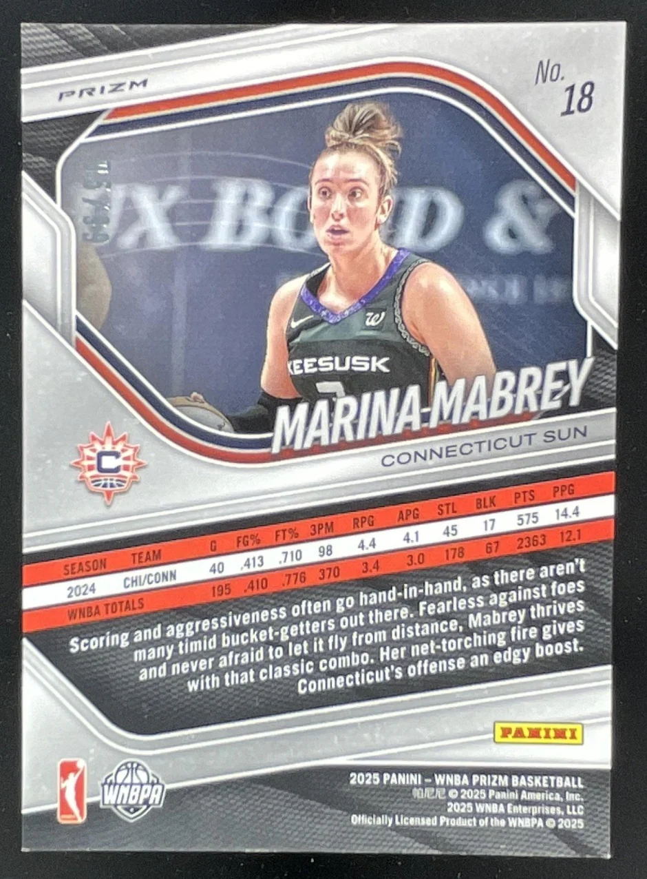 2024 Panini WNBA Prizm Orange Prizm #132 Marina Mabrey /99 - Image 2