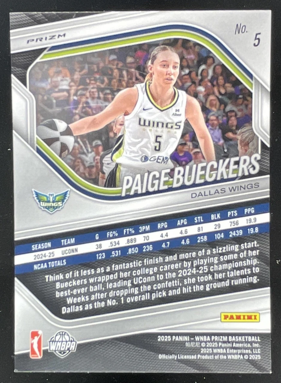 2025 Panini WNBA Prizm Silver Prizm #5 Paige Bueckers RC - Image 2