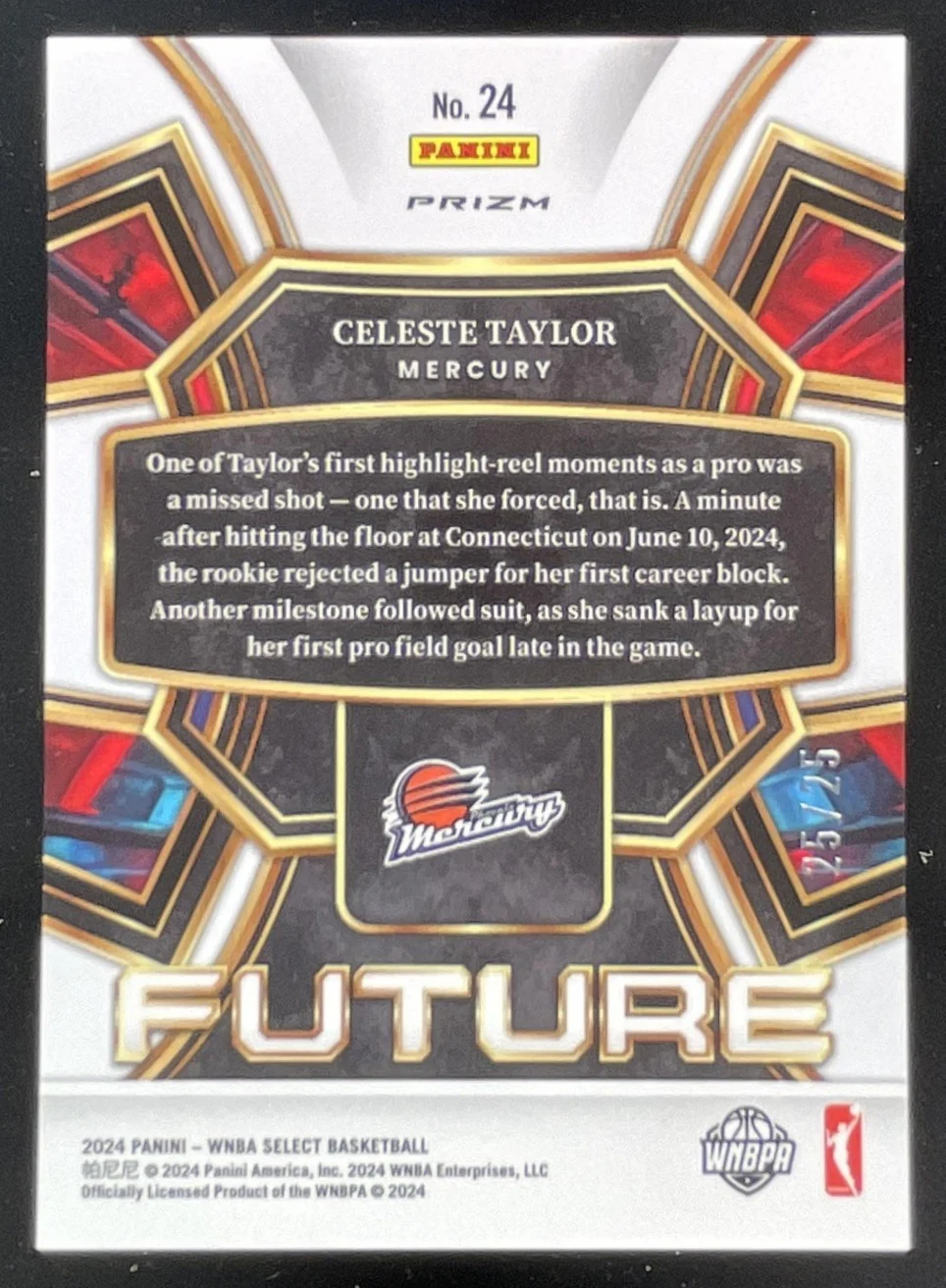 2024 Panini Select WNBA Select Future Tie Dye Prizms #24 Celeste Taylor RC /25 - Image 2