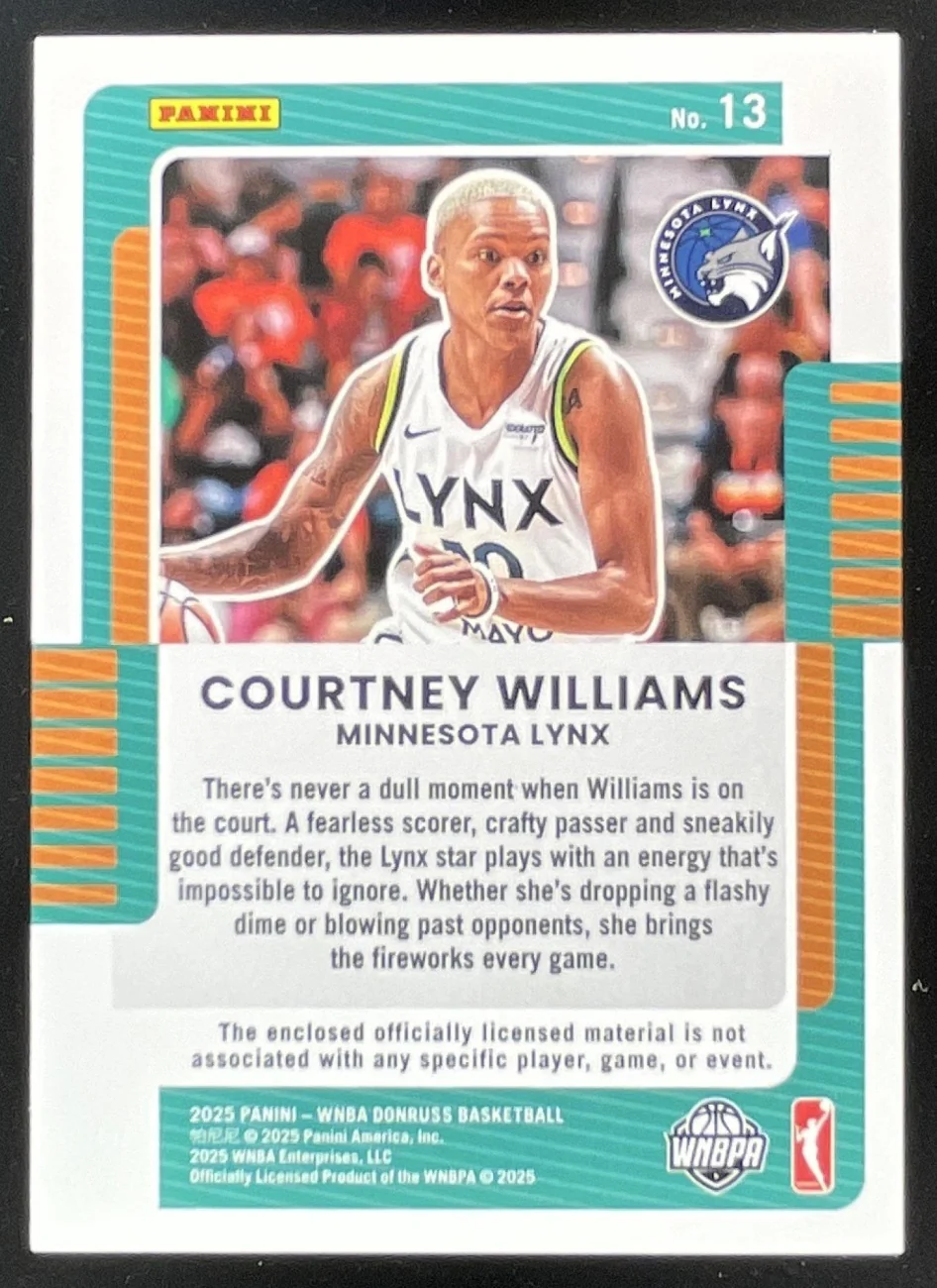 2025 Panini Donruss WNBA Jersey Series Green #13 Courtney Williams /30 - Image 2