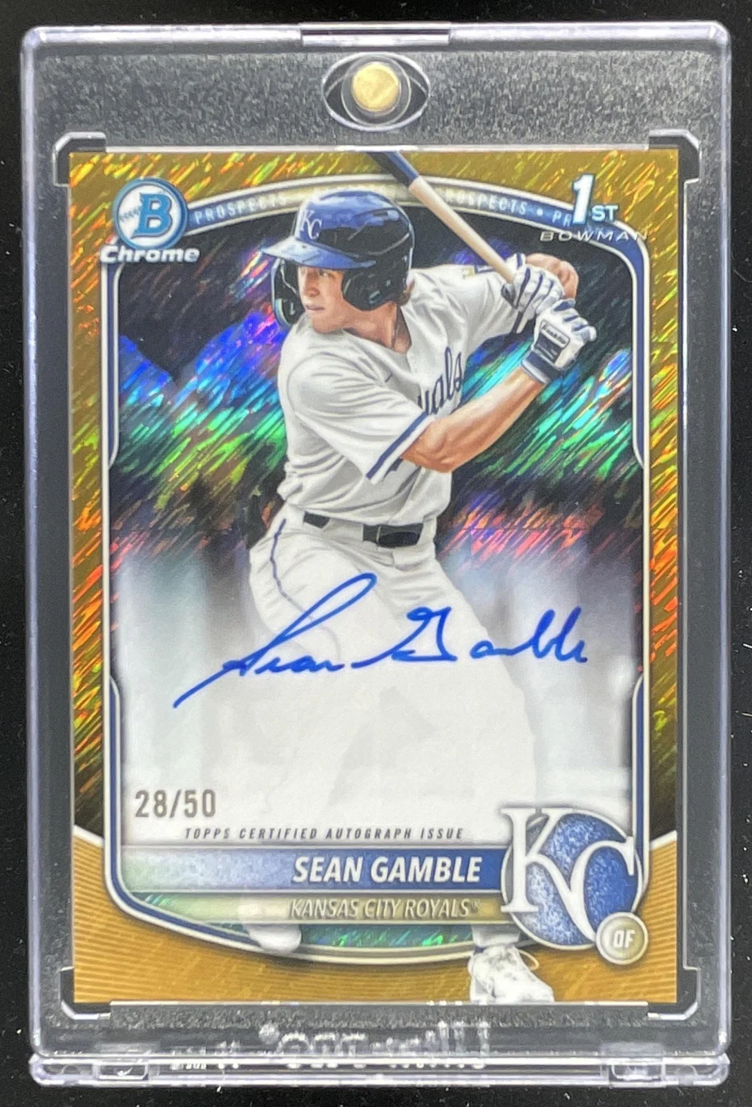 2025 Bowman Draft Chrome Gold Shimmer #CPA-SG Sean Gamble RC Auto /50