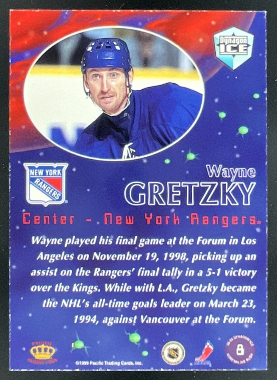 1998-99 Pacific Dynagon Ice Adrenaline Rush Red #8 Wayne Gretzky - Image 2