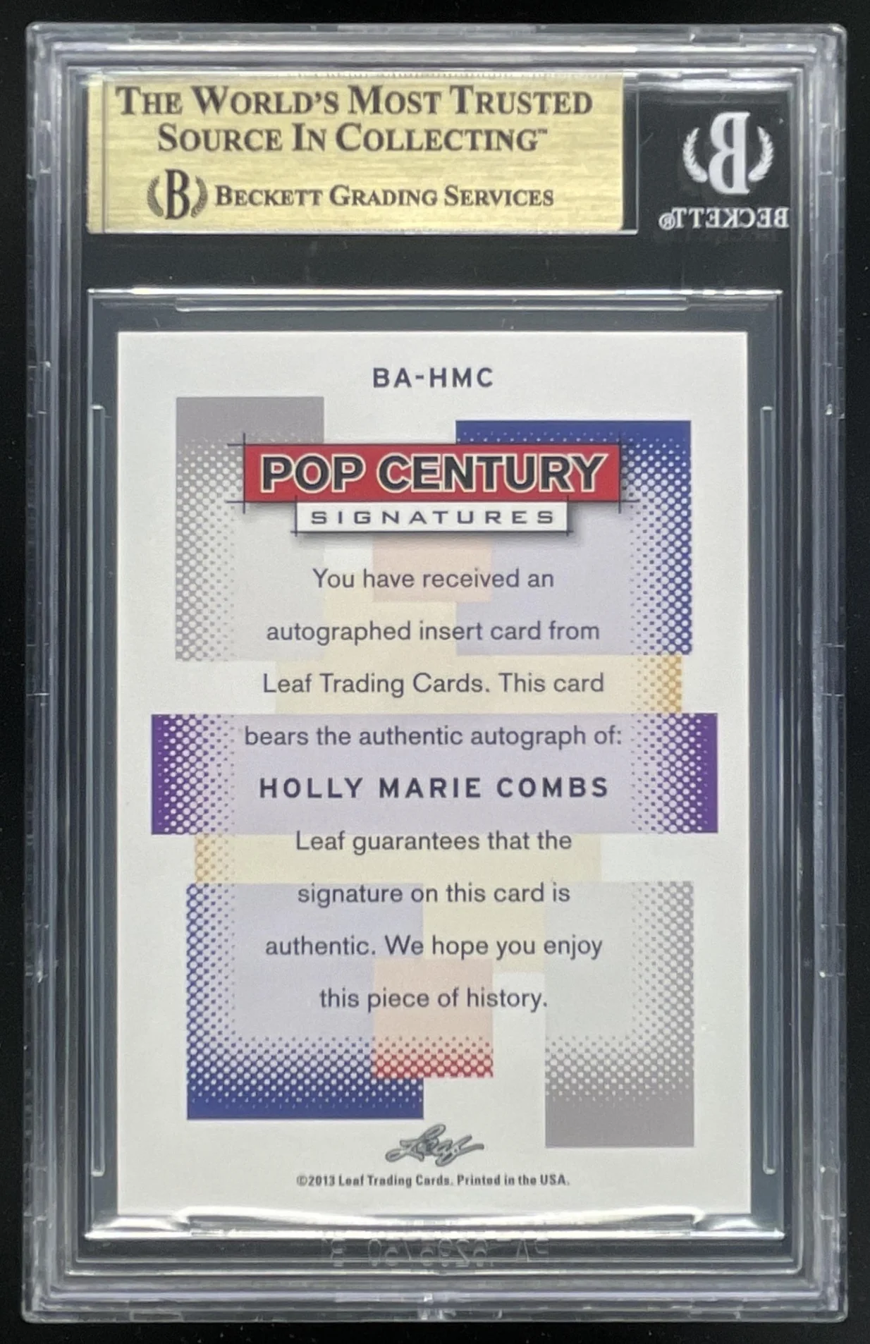 2013 Leaf Pop Century Silver Autograph Holly Marie Combs Auto BGS 9.5 - Image 2