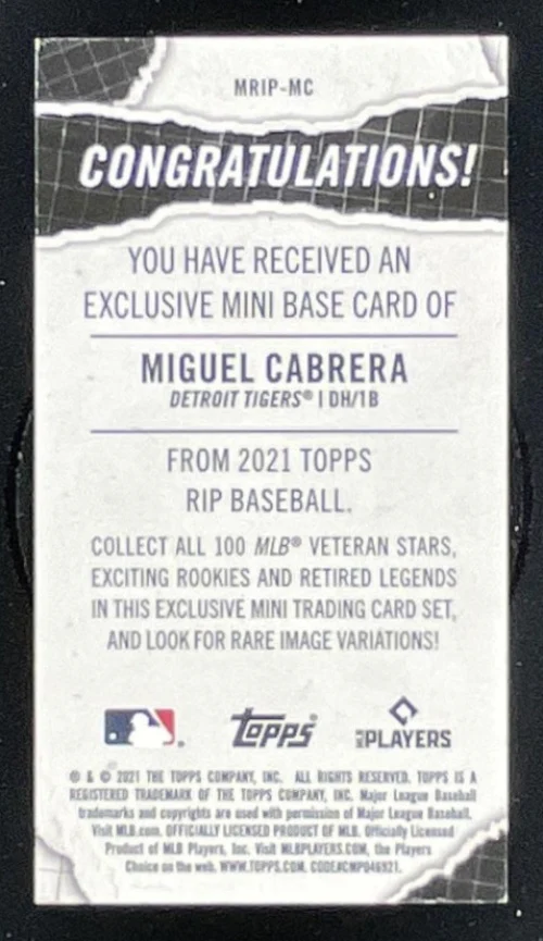 2021 Topps Rip Mini Gold #MRIP-MC Miguel Cabrera /5 - Image 2
