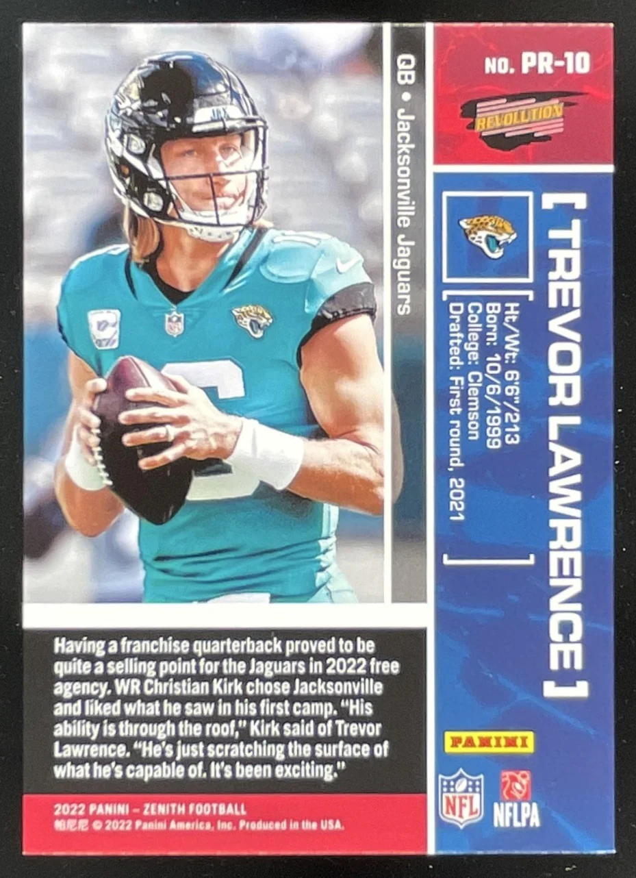 2022 Panini Zenith Pacific Revolution Copper #PR-10 Trevor Lawrence /50 - Image 2
