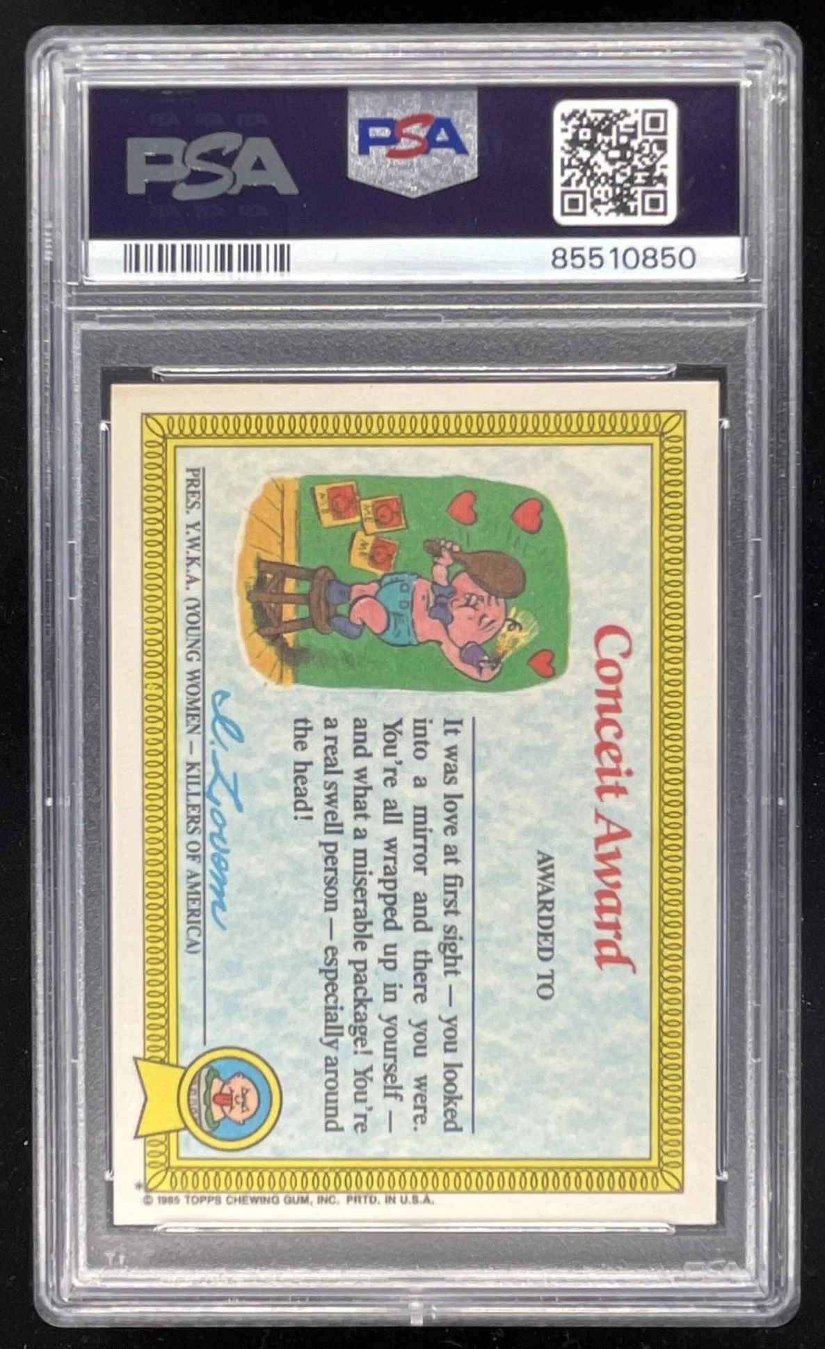 1985 Topps Garbage Pail Kids Stickers #24a Nervous Rex PSA 9 - Image 2