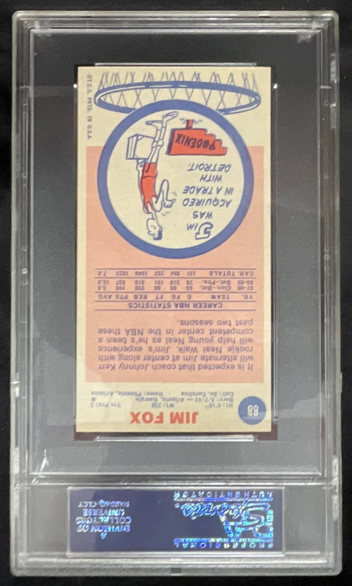 1969-70 Topps #88 Jim Fox RC PSA 7 - Image 2
