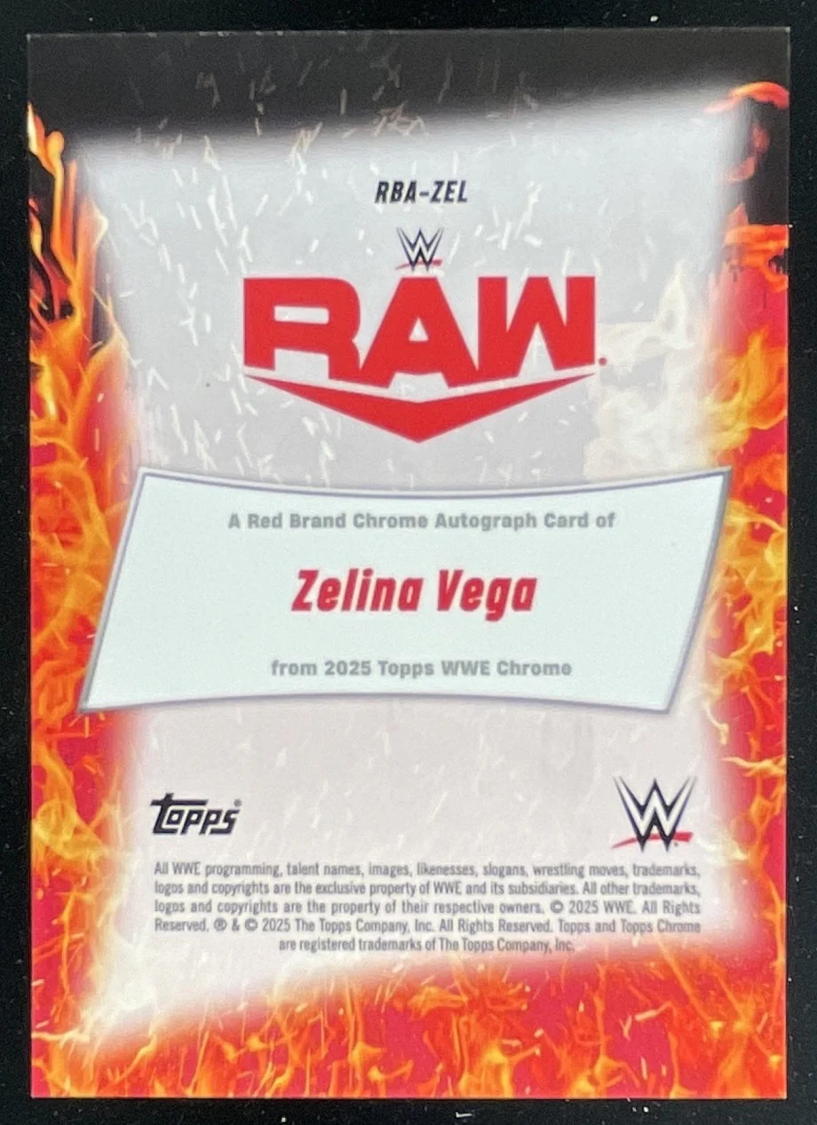 2025 Topps Chrome Sapphire WWE Red Brand Orange #RBA-ZEL Zelina Vega Auto /25 - Image 2