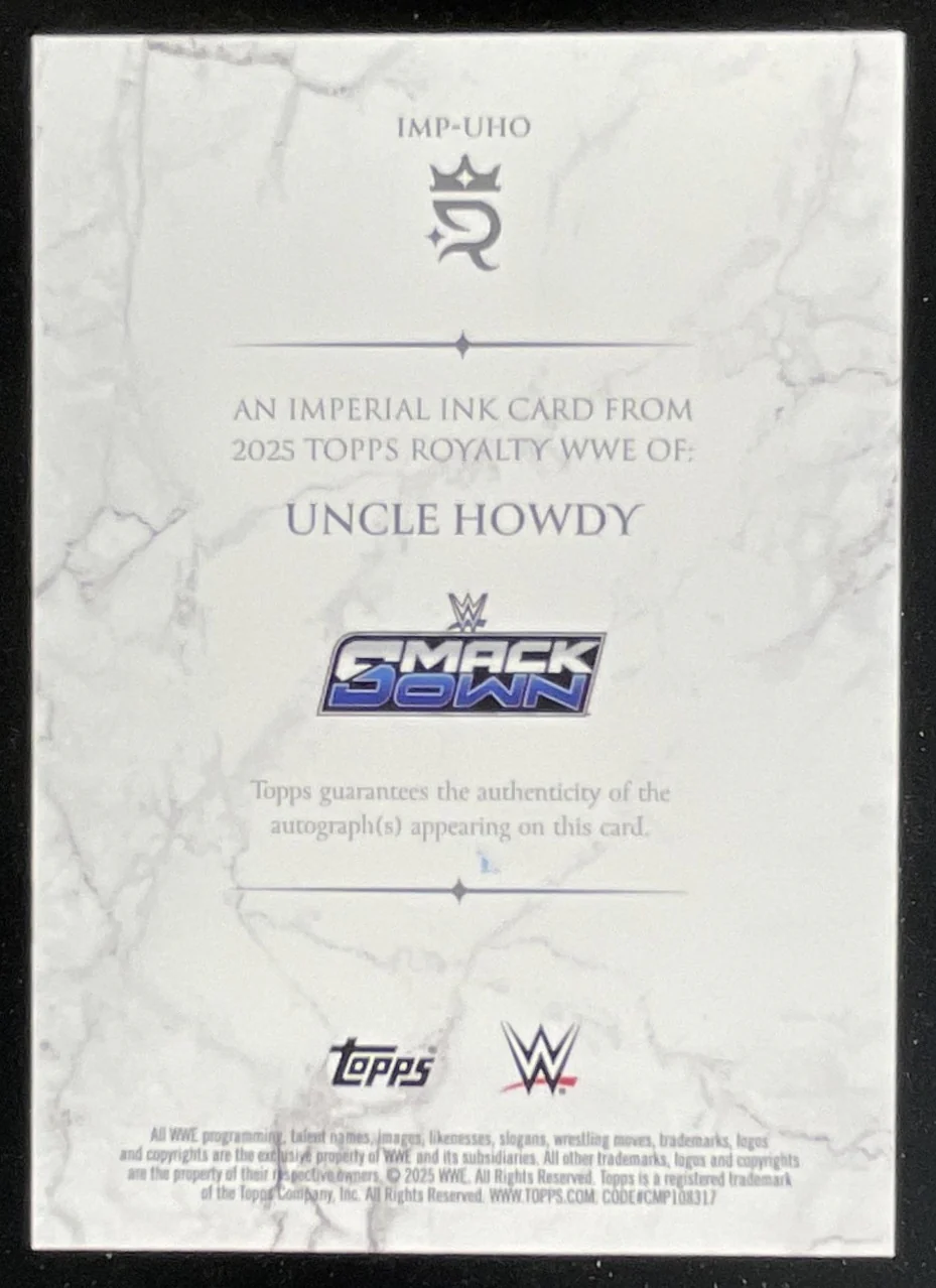 2025 Topps Royalty WWE Imperial Ink #IMP-UHO Uncle Howdy Auto /99 - Image 2