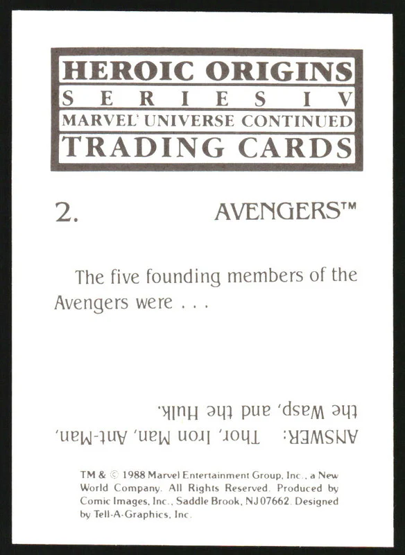 1988 Comic Images Heroic Origins #2 Avengers - Image 2
