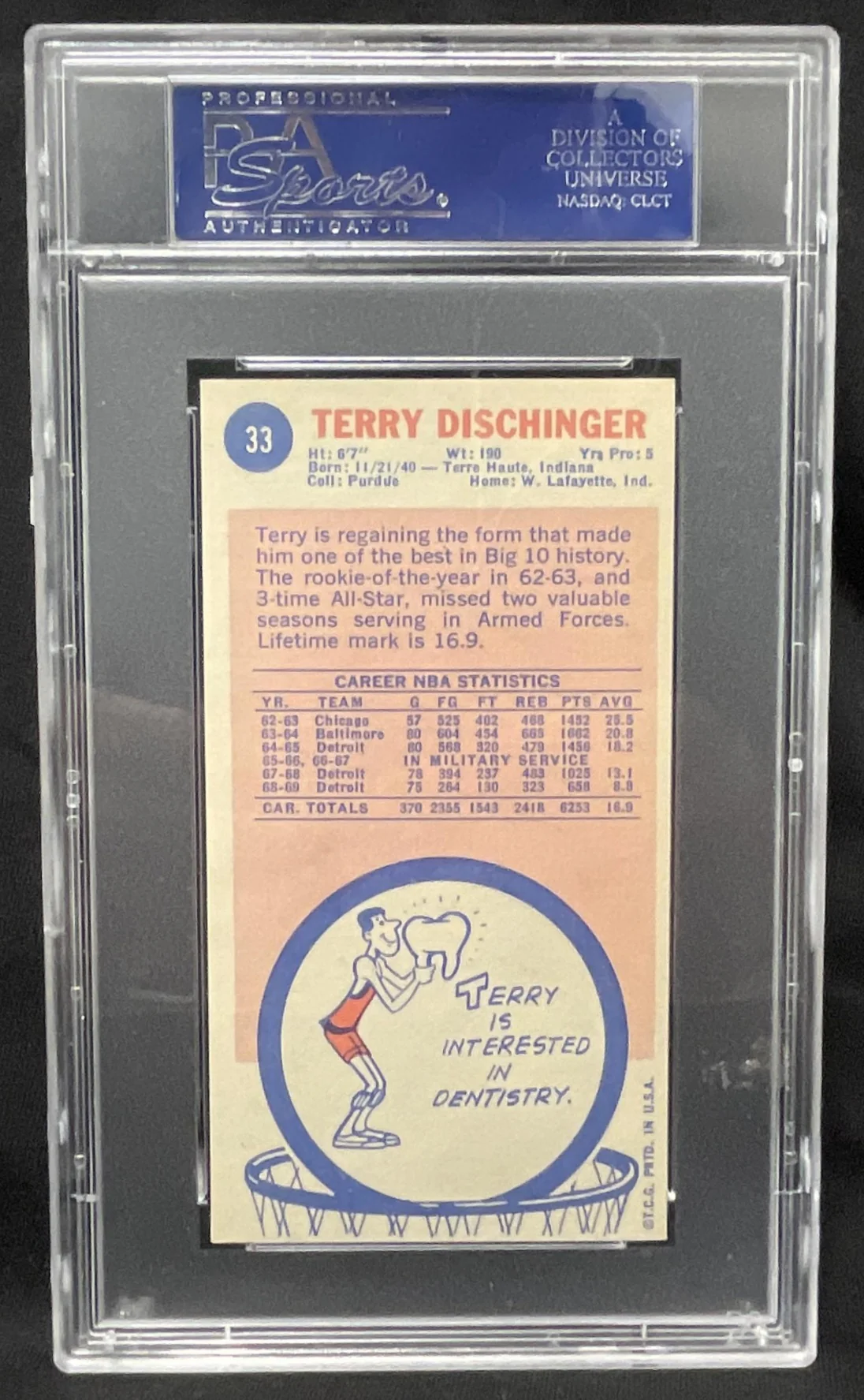 1969-70 Topps #33 Terry Dischinger RC PSA 8 - Image 2