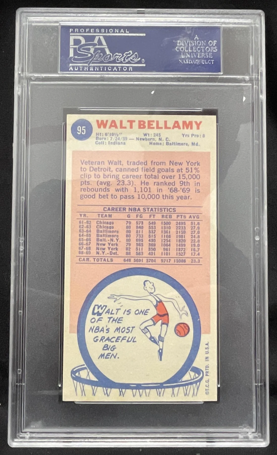 1969-70 Topps #95 Walt Bellamy PSA 8 - Image 2