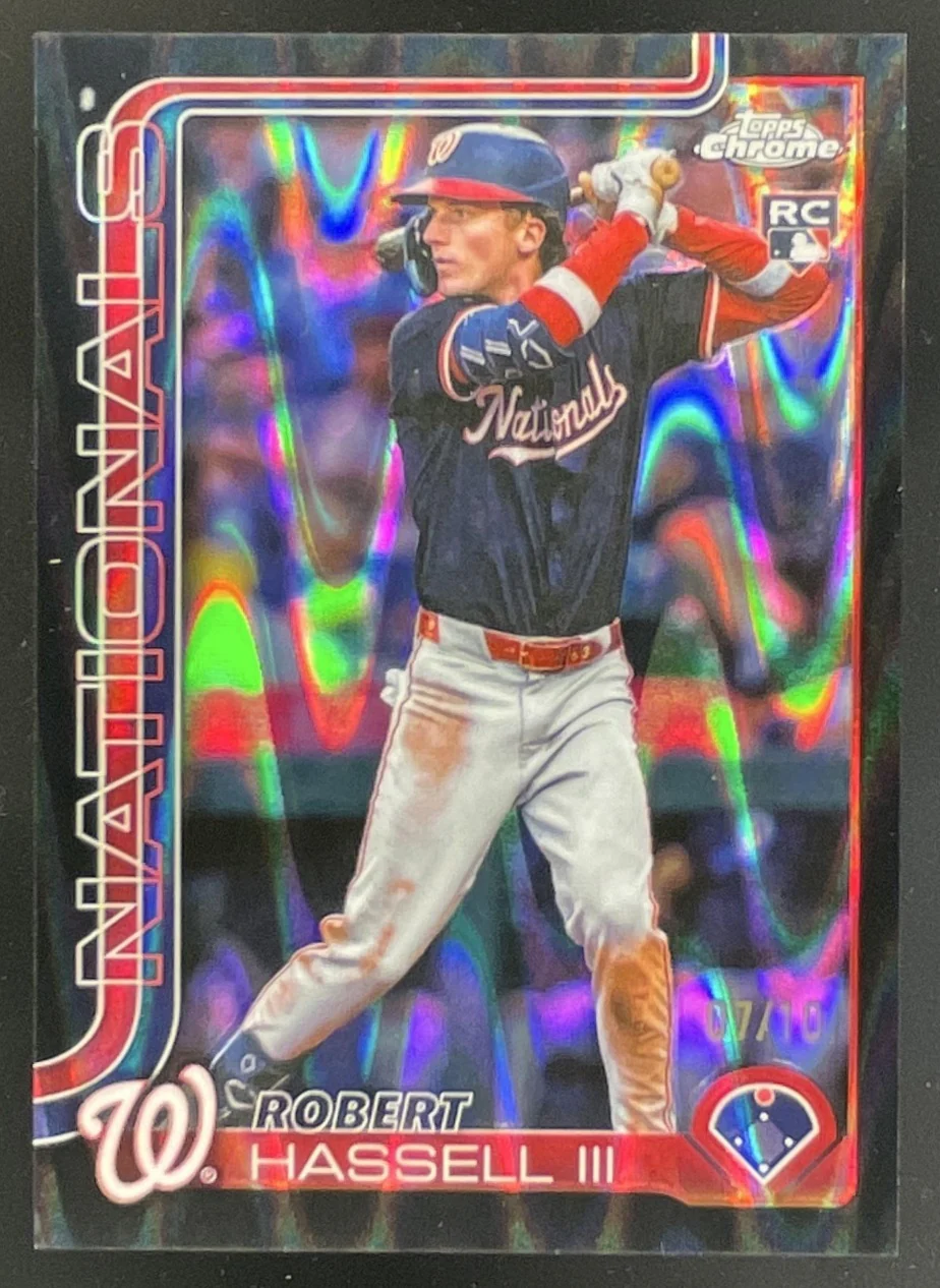 2025 Topps Chrome Update Black RayWave #USC154 Robert Hassell III RC /10
