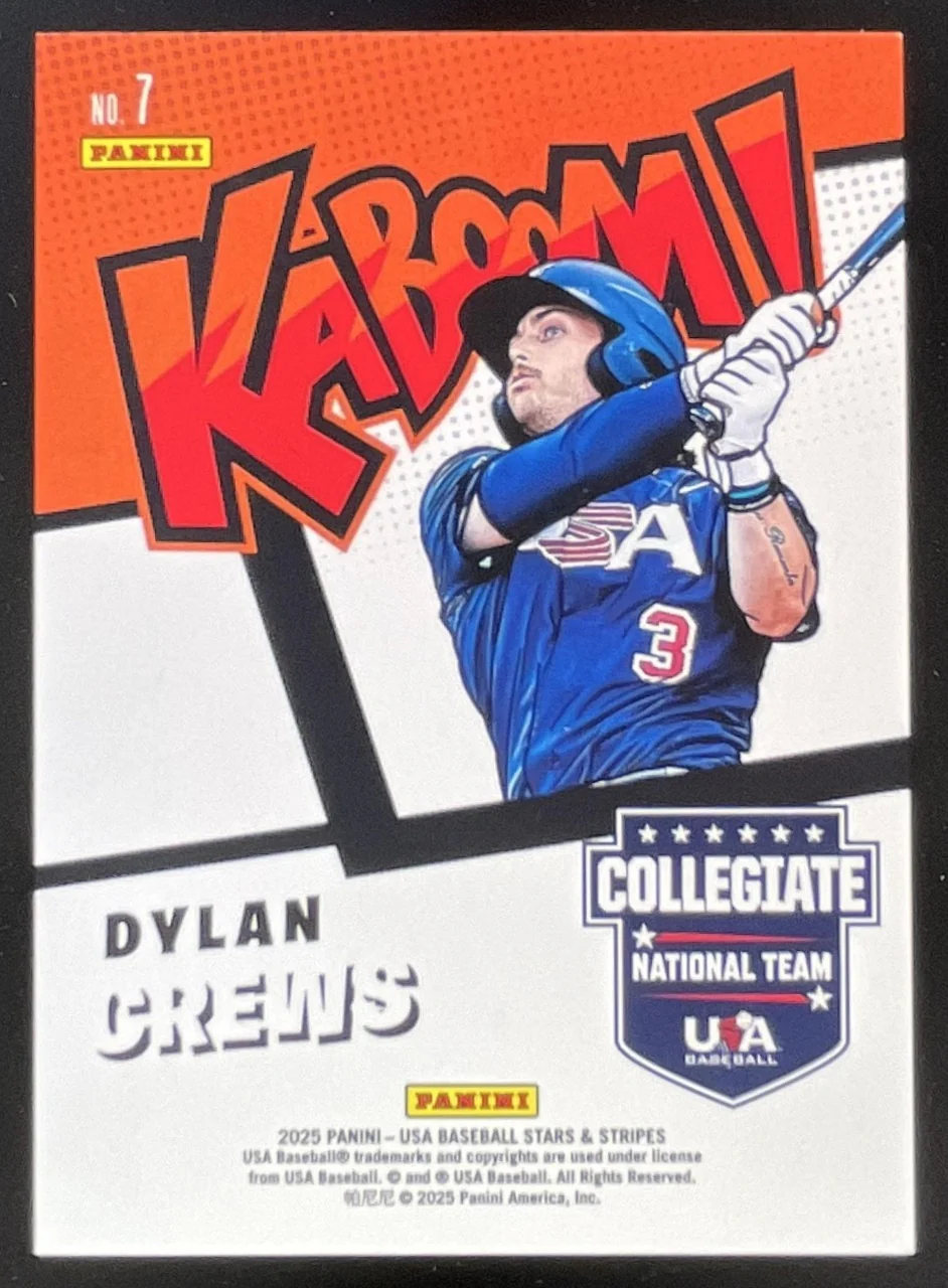 2025 Panini USA Stars & Stripes Kaboom! #7 Dylan Crews - Image 2