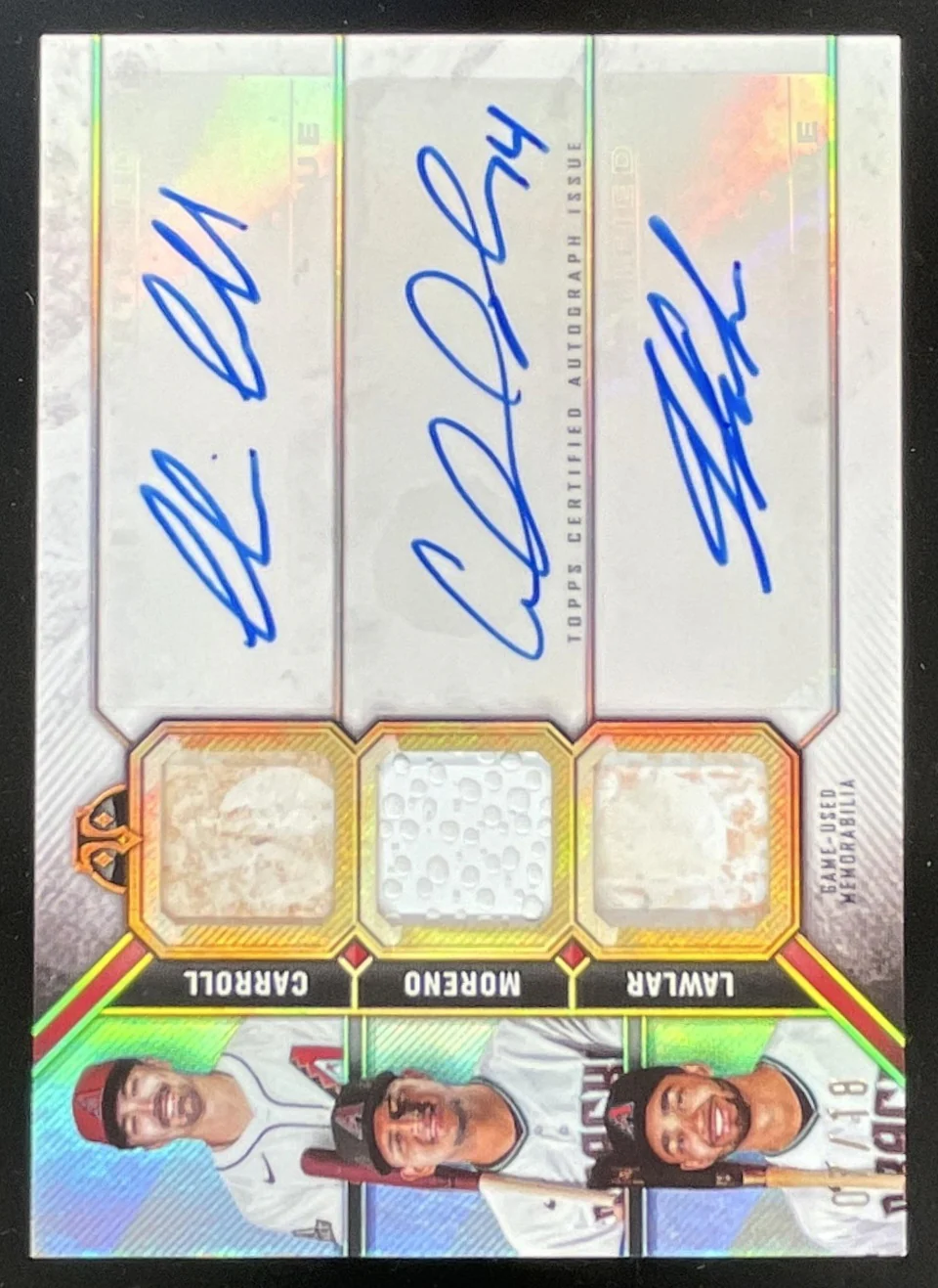 2024 Topps Triple Threads Touch 'em All Moreno Corbin Carroll Lawlar Auto /18