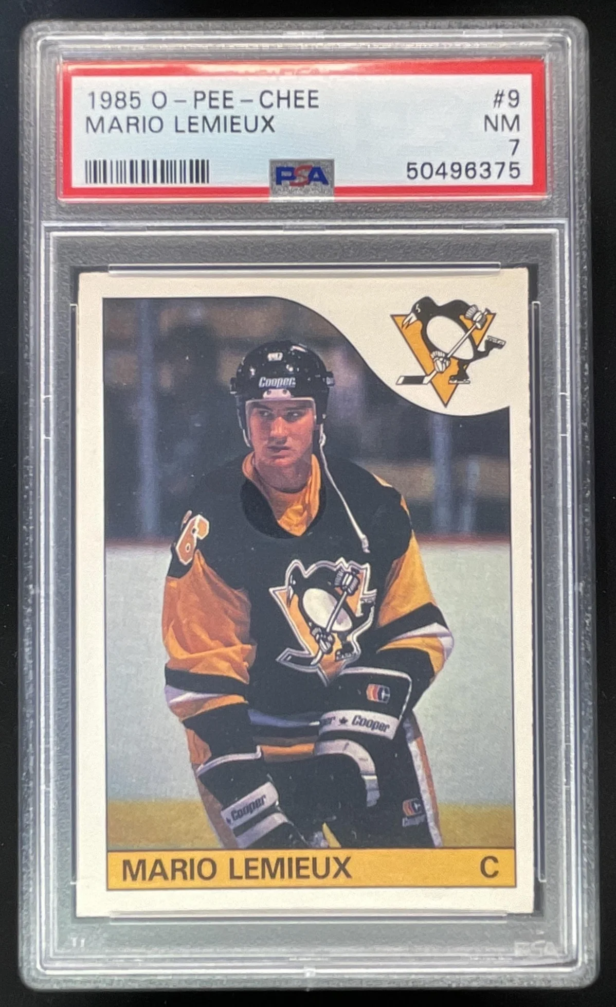 1985-86 O-Pee-Chee #9 Mario Lemieux RC PSA 7