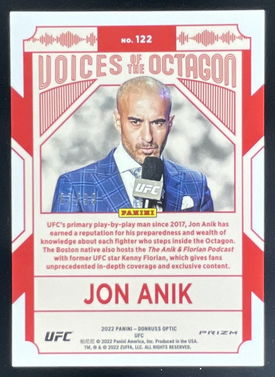 2022 Panini Donruss Optic UFC Blue Prizm #122 Jon Anik /99 - Image 2