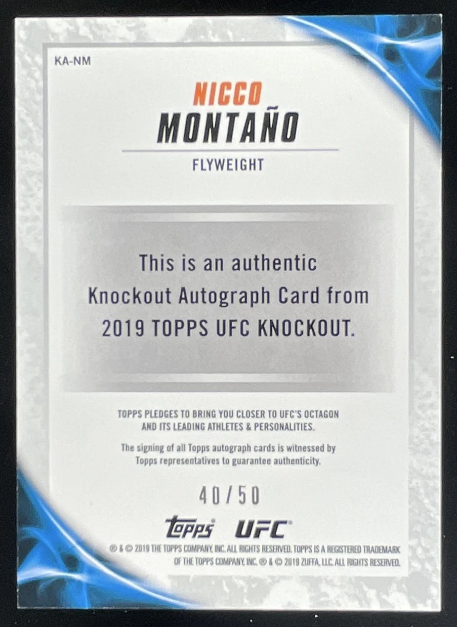 2019 Topps UFC Knockout Autographs Blue #KA-NM Nicco Montano Autograph Auto /50 - Image 2