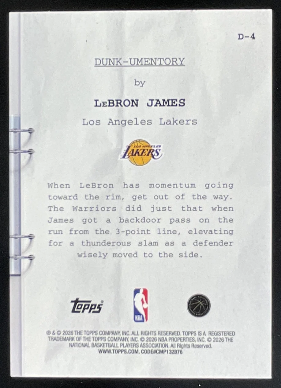 2025-26 Topps Hoops Dunk-umentory Pixel Burst Purple #D-4 LeBron James /99 - Image 2