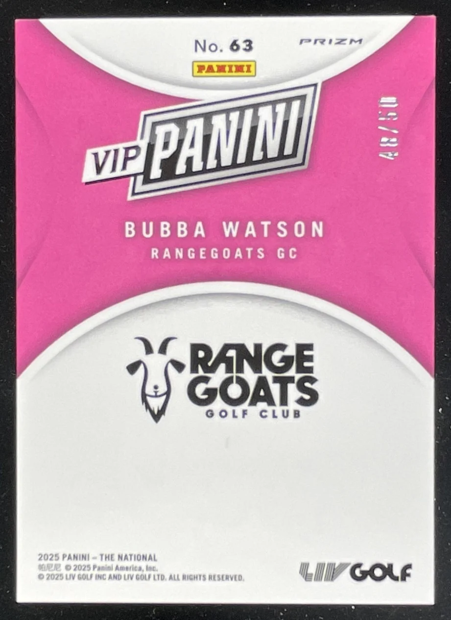 2025 Panini NSCC VIP Gold Packs Gold VIP Purple Sparkle #63 Bubba Watson /50 - Image 2