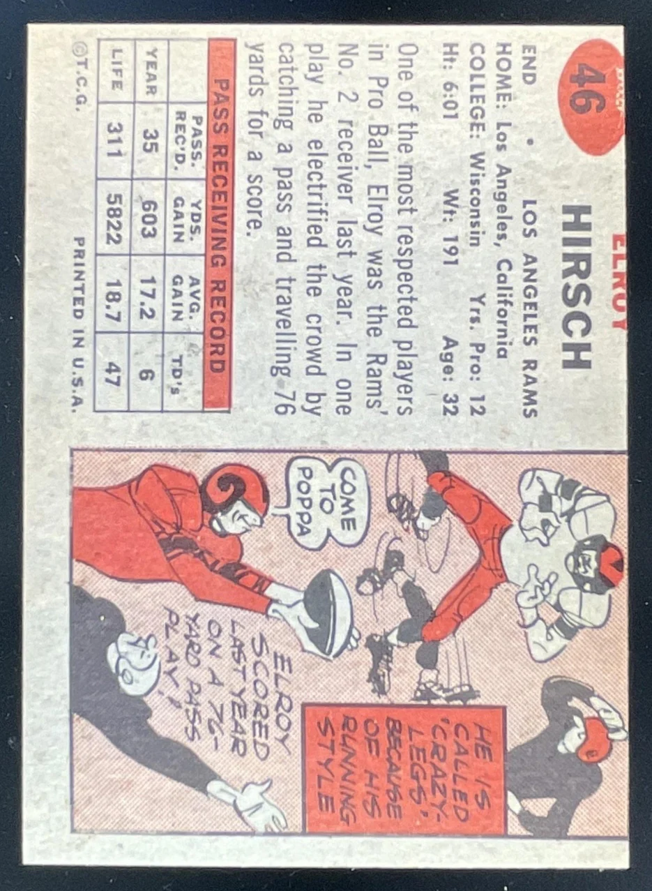 1957 Topps #46 Elroy Hirsch - Image 2