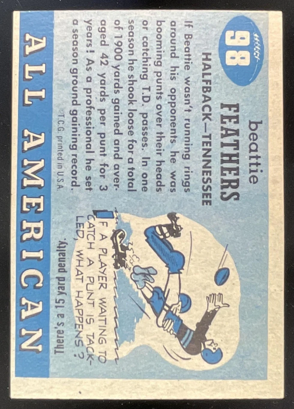 1955 Topps All American #98 Beattie Feathers SP - Image 2