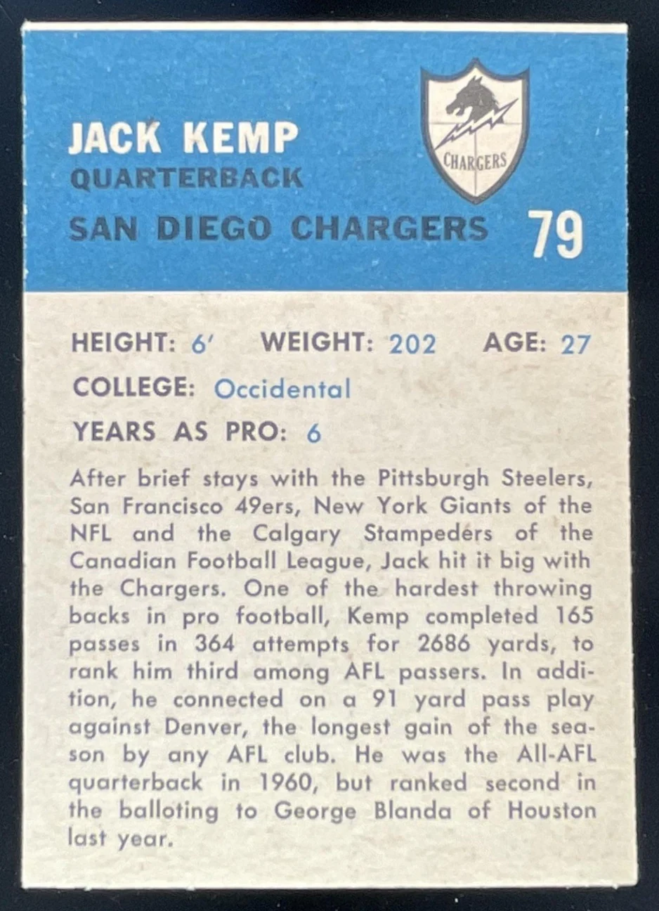 1962 Fleer #79 Jack Kemp - Image 2