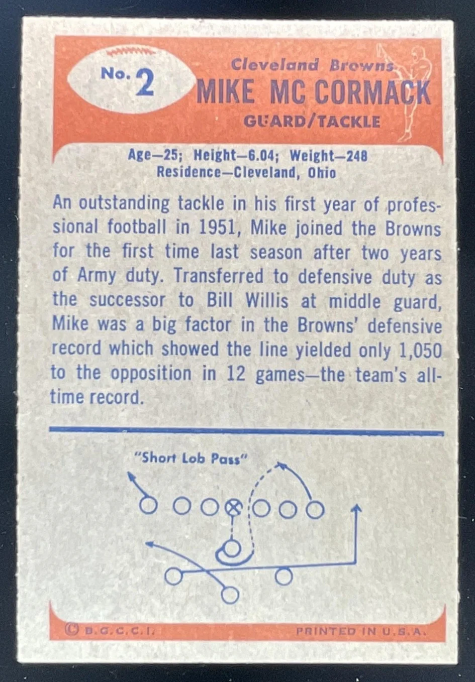 1955 Bowman #2 Mike McCormack RC - Image 2