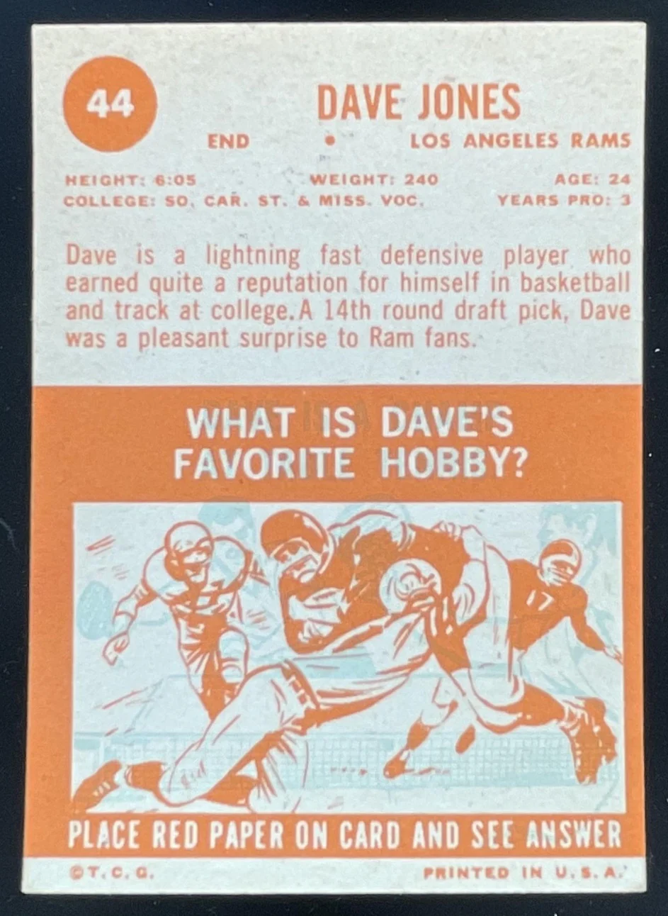 1963 Topps #44 Dave Jones RC - Image 2