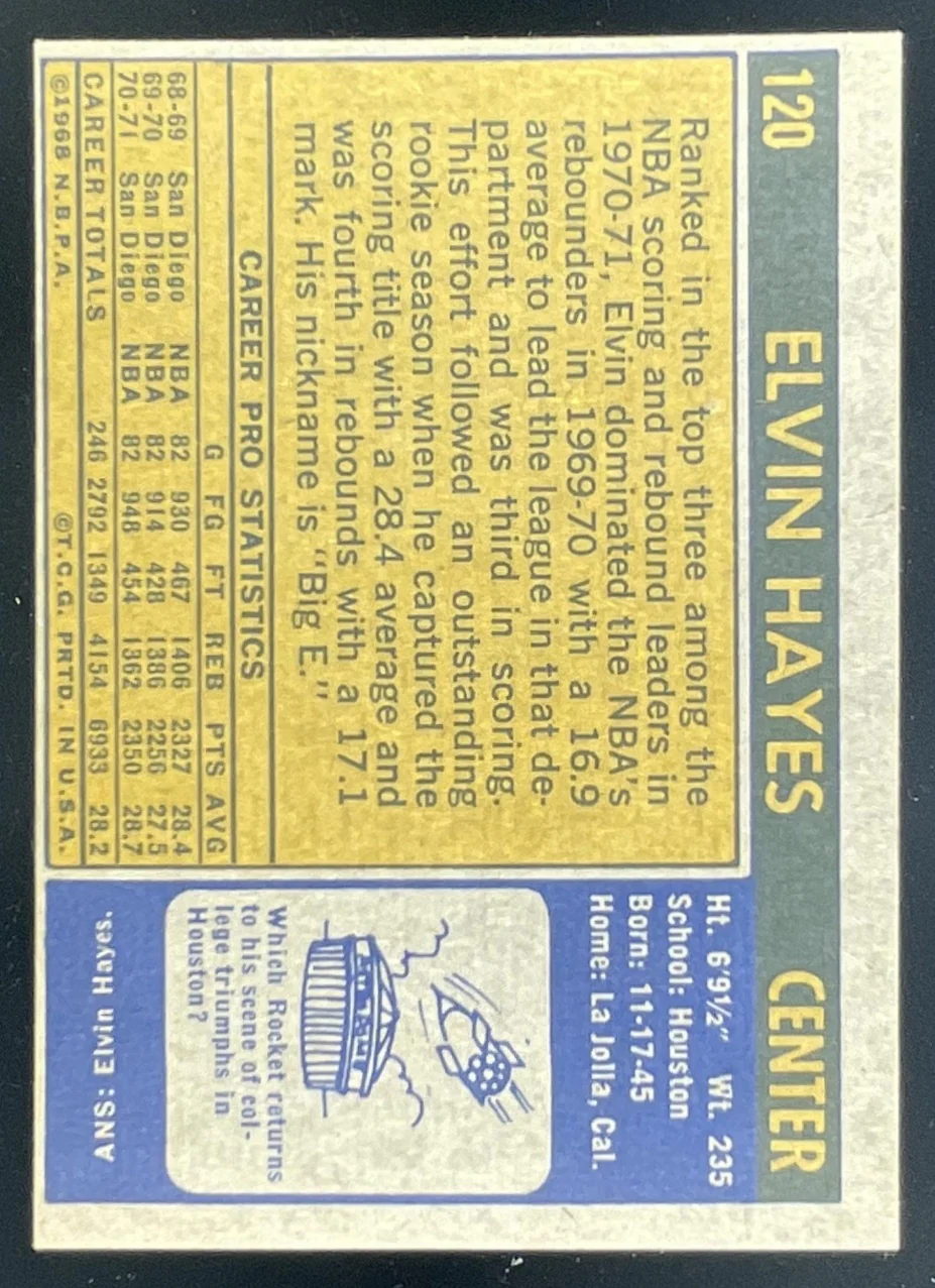 1971-72 Topps #120 Elvin Hayes - Image 2