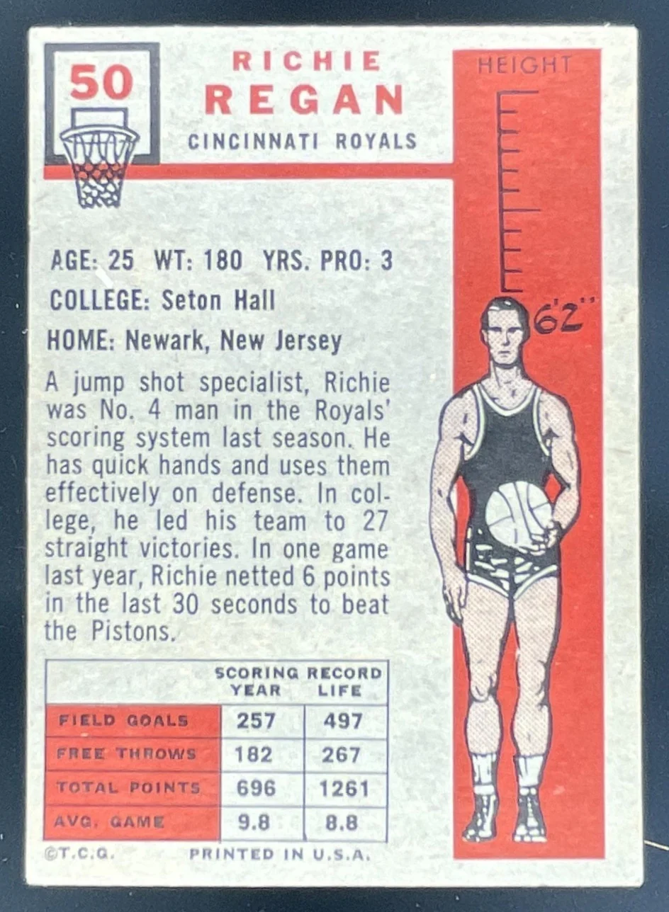 1957-58 Topps 1957 Topps #50 Richie Regan RC - Image 2