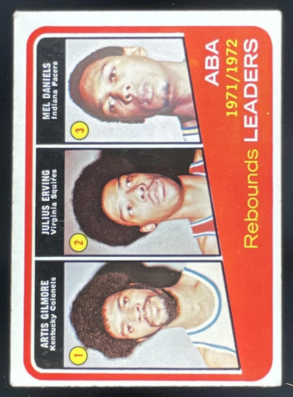1972-73 Topps #263 Artis Gilmore Julius Erving Mel Daniels League Leaders