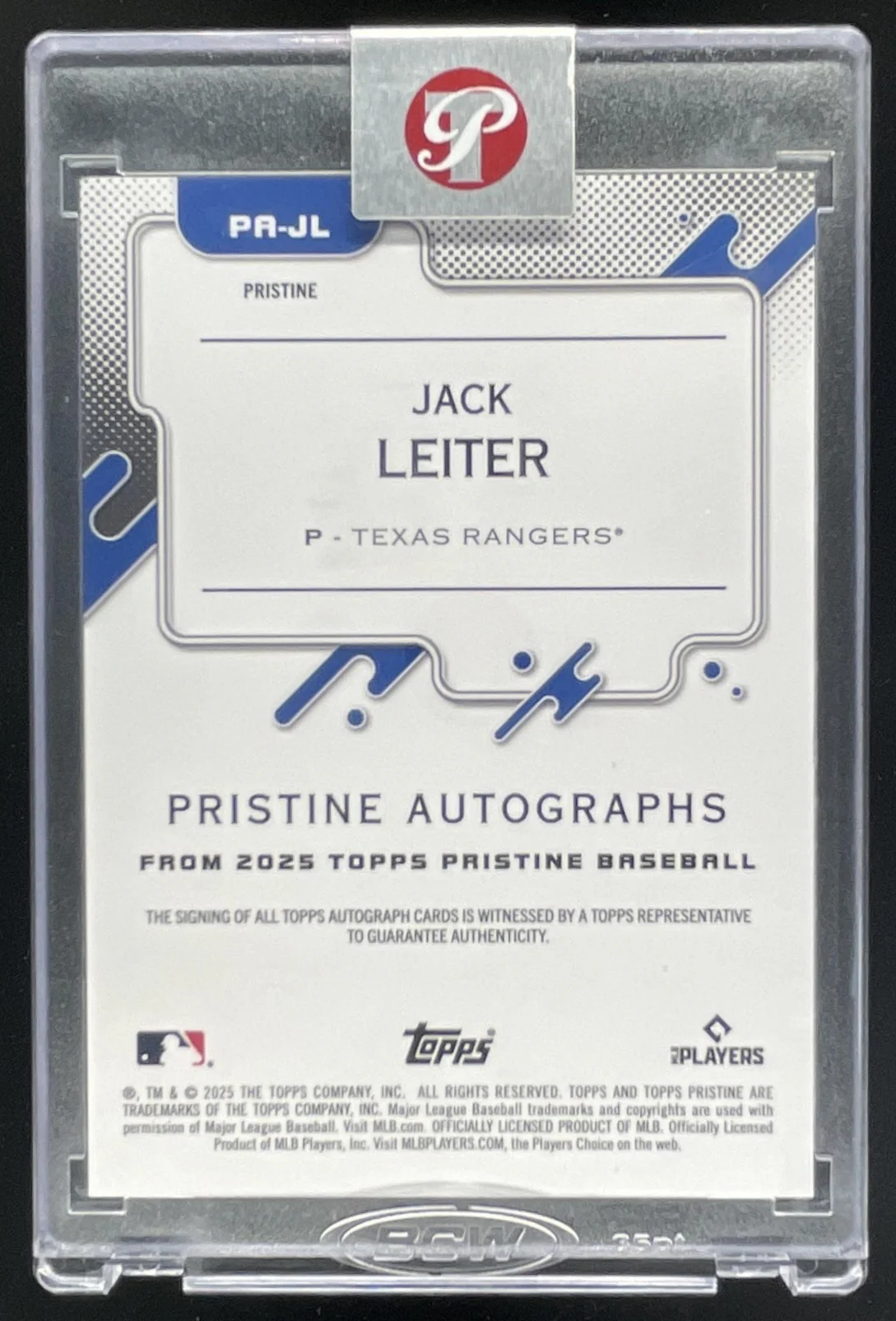 2025 Topps Pristine Pristine Gold Pristine Refractor #PA-JL Jack Leiter Auto /50 - Image 2