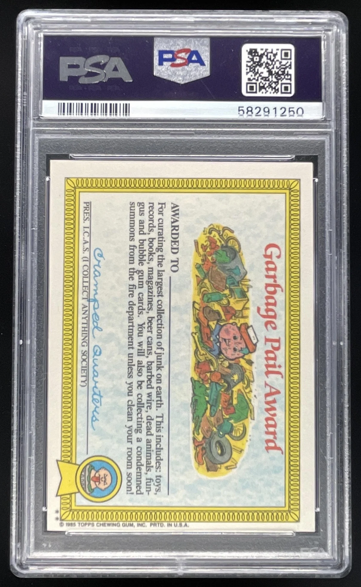 1985 Topps Garbage Pail Kids Stickers #34b Anna Banana PSA 8 - Image 2