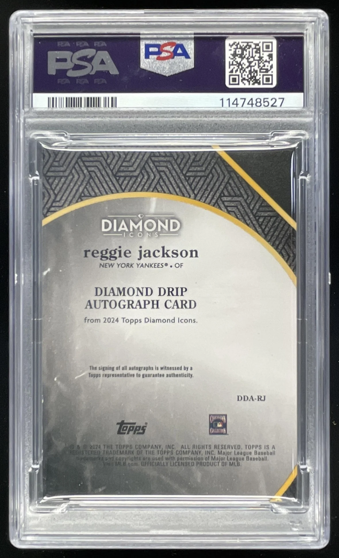 2024 Topps Diamond Icons Drip #DDA-RJ Reggie Jackson Auto /25 PSA Authentic - Image 2