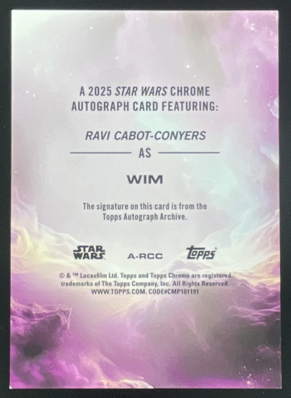 2025 Topps Chrome Star Wars Skywalker Blue #RCC Ravi Cabot-Conyers Wim Auto /150 - Image 2