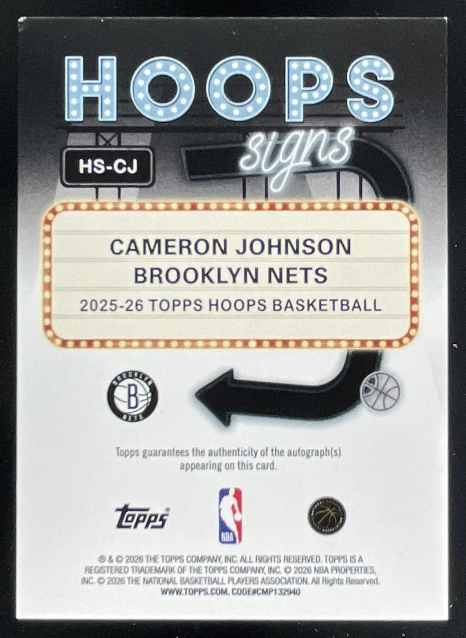 2025-26 Topps Hoops Signs #HS-CJ Cameron Johnson Auto - Image 2