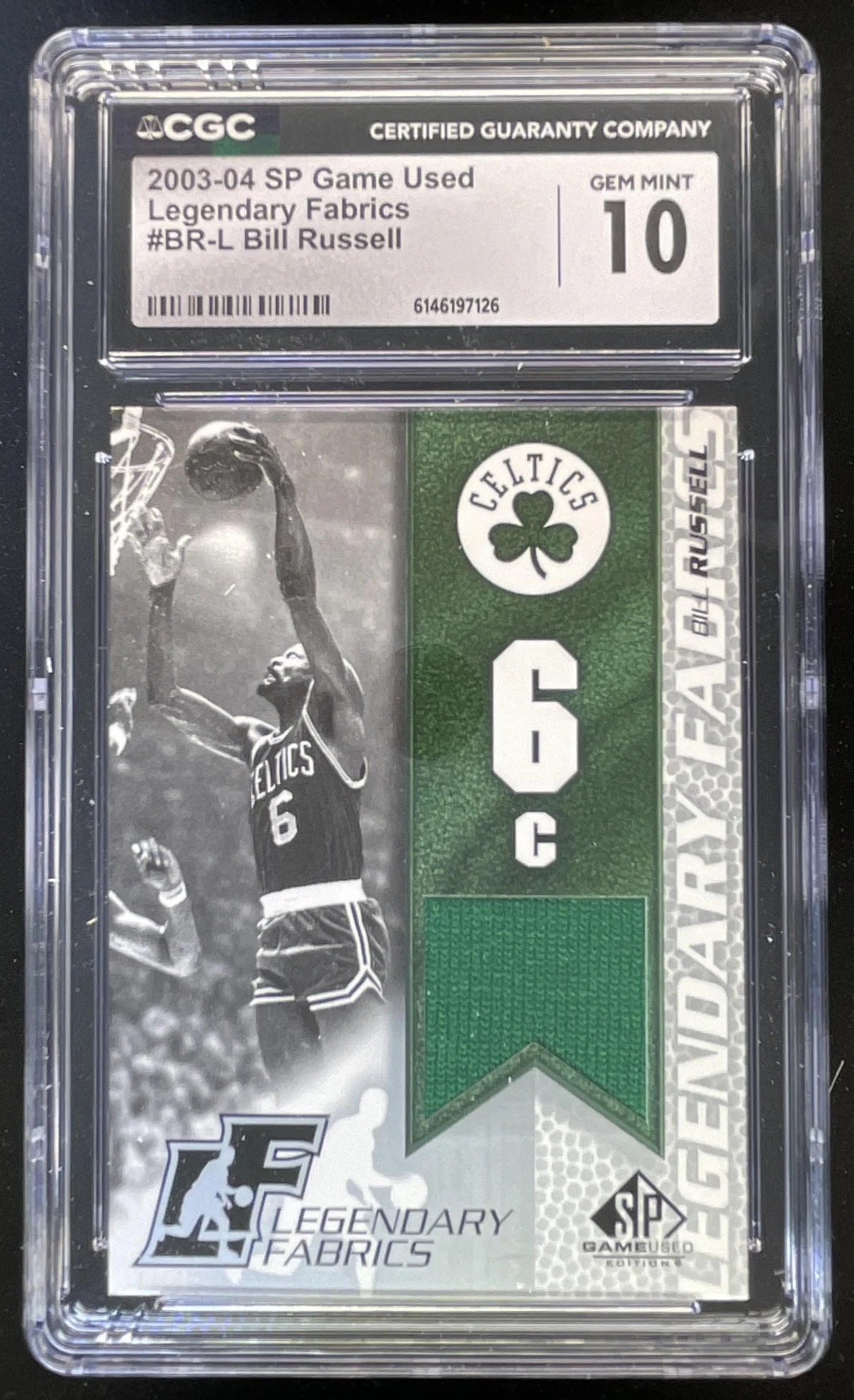 2003-04 SP Game Used Legendary Fabrics #BR-L Bill Russell CGC 10