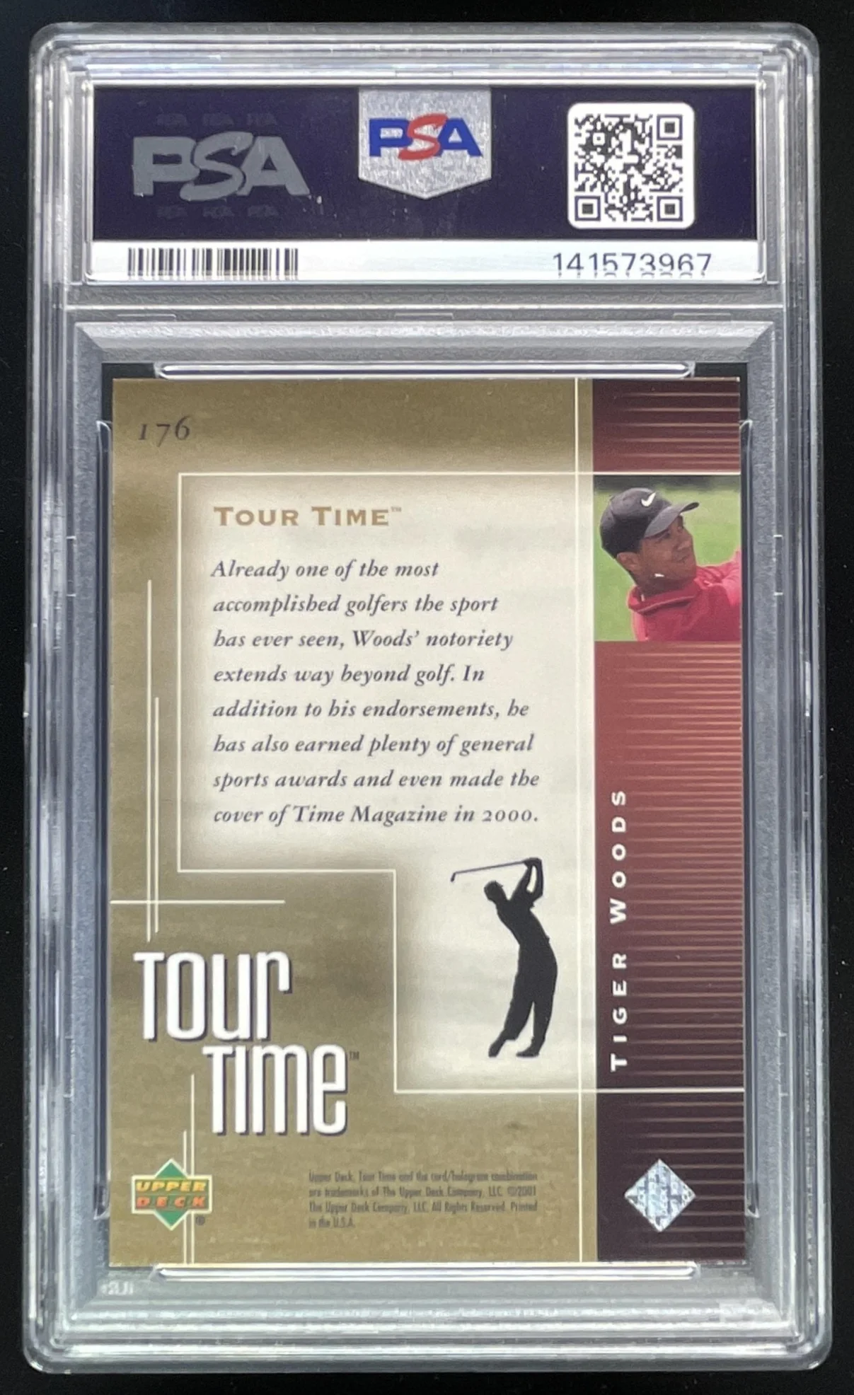 2001 Upper Deck #176 Tiger Woods RC PSA 10 - Image 2